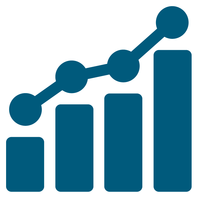 An icon of an increasing bar graph