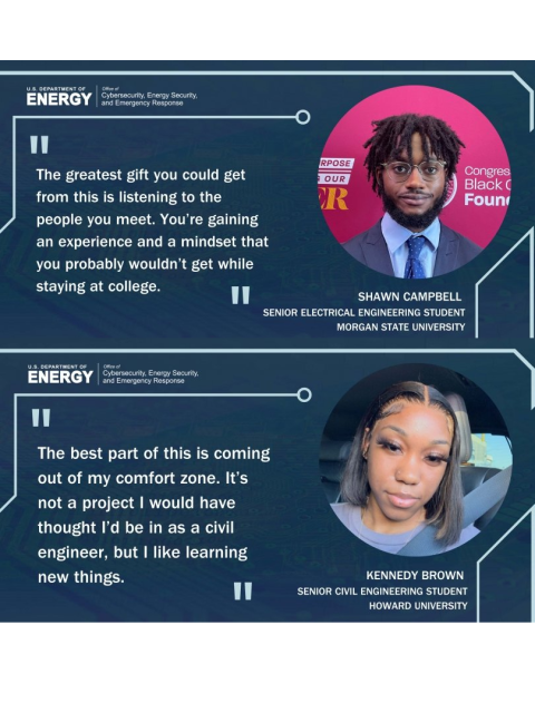 top image - headshot of Shawn Campbell with quote. bottom image - headshot of Kennedy Brown with quote